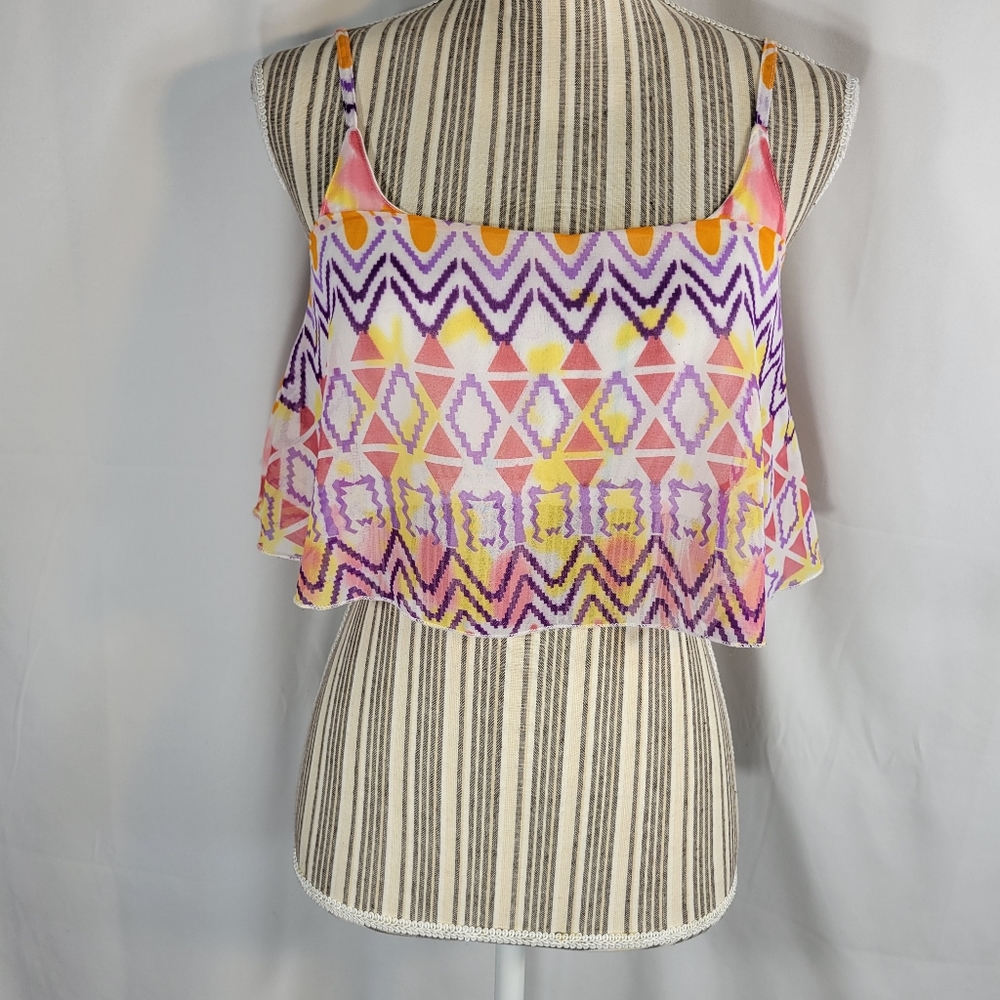 LAGACI Aztec Pattern BOHO Crop Top Size Medium